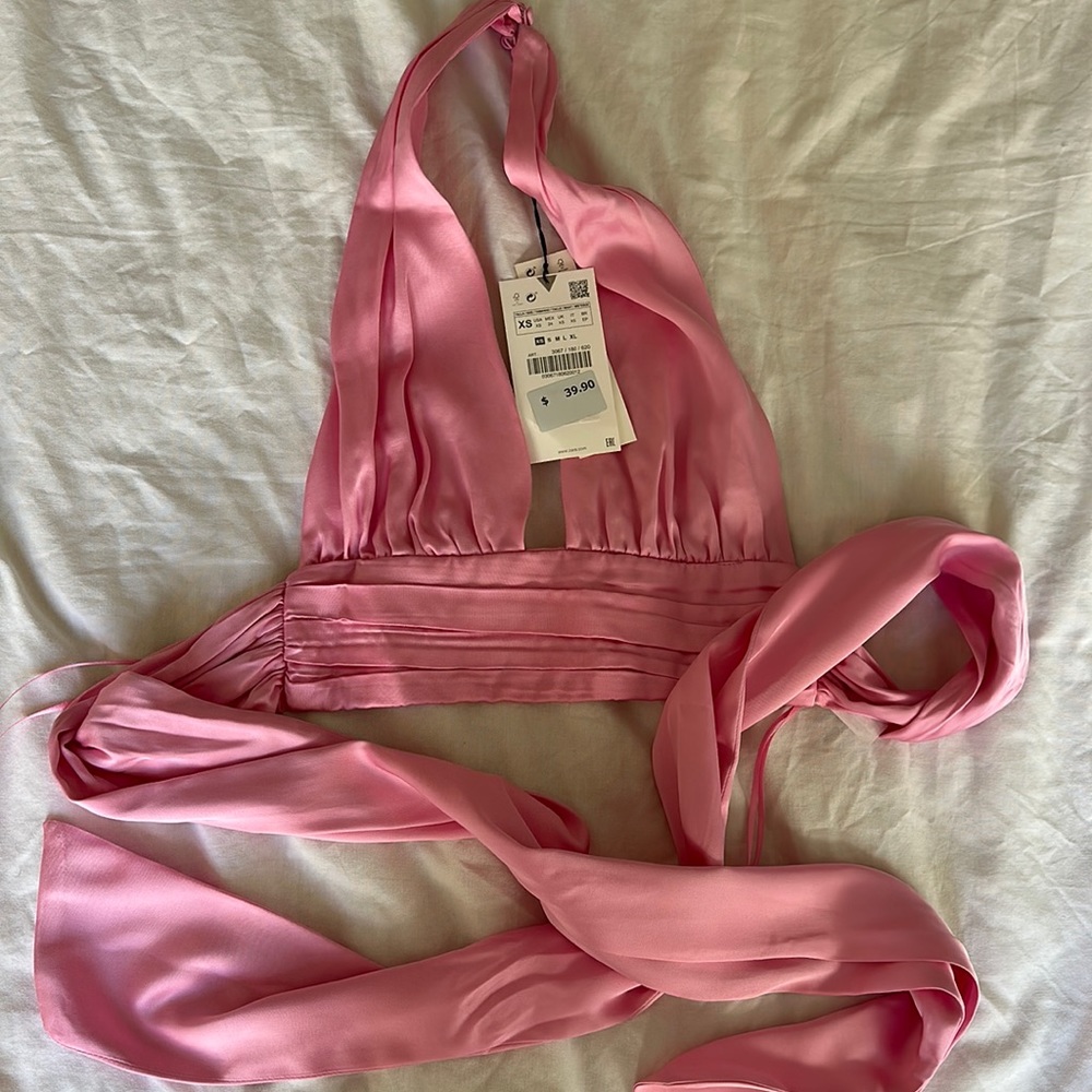 Zara pink tie top